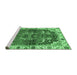 Sideview of Machine Washable Abstract Emerald Green Modern Area Rugs, wshabs682emgrn