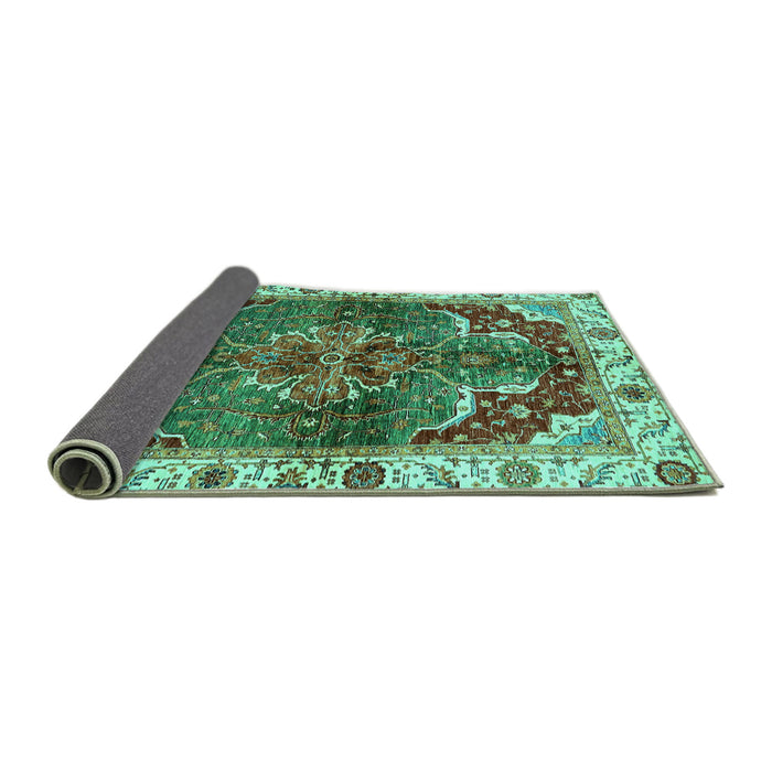 Sideview of Abstract Turquoise Modern Rug, abs682turq