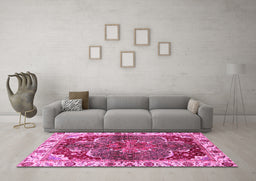 Machine Washable Abstract Pink Modern Rug in a Living Room, wshabs682pnk