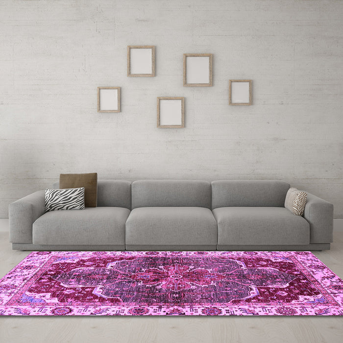 Machine Washable Abstract Purple Modern Area Rugs in a Living Room, wshabs682pur