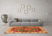 Machine Washable Abstract Orange Modern Area Rugs in a Living Room, wshabs682org