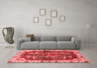 Machine Washable Abstract Red Modern Rug, wshabs682red