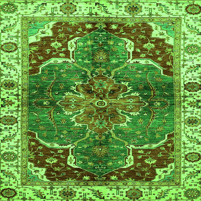 Square Machine Washable Abstract Green Modern Area Rugs, wshabs682grn