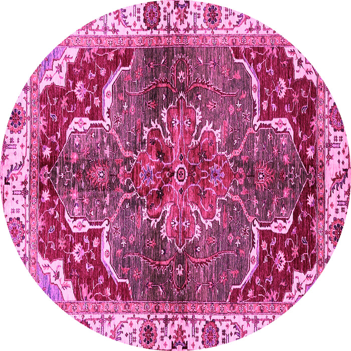 Round Machine Washable Abstract Pink Modern Rug, wshabs682pnk