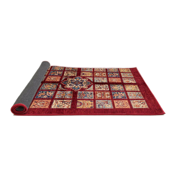 Sideview of Abstract Red Modern Rug, abs683
