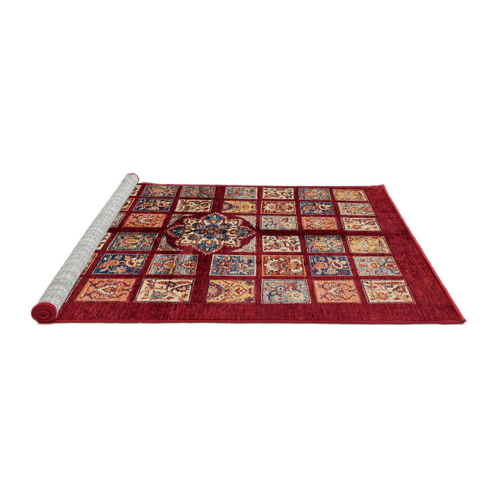Sideview of Machine Washable Abstract Red Rug, wshabs683