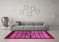 Machine Washable Abstract Pink Modern Rug, wshabs683pnk