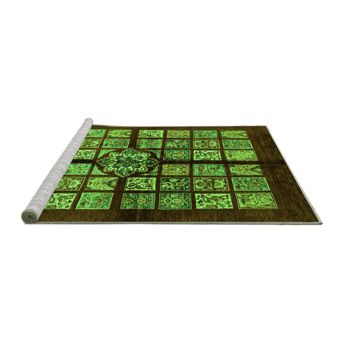 Sideview of Machine Washable Abstract Green Modern Area Rugs, wshabs683grn
