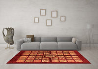 Machine Washable Abstract Orange Modern Rug, wshabs683org