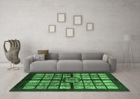 Machine Washable Abstract Emerald Green Modern Rug, wshabs683emgrn