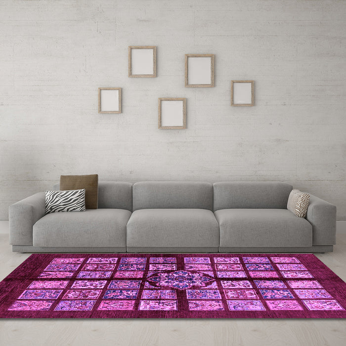 Machine Washable Abstract Purple Modern Area Rugs in a Living Room, wshabs683pur