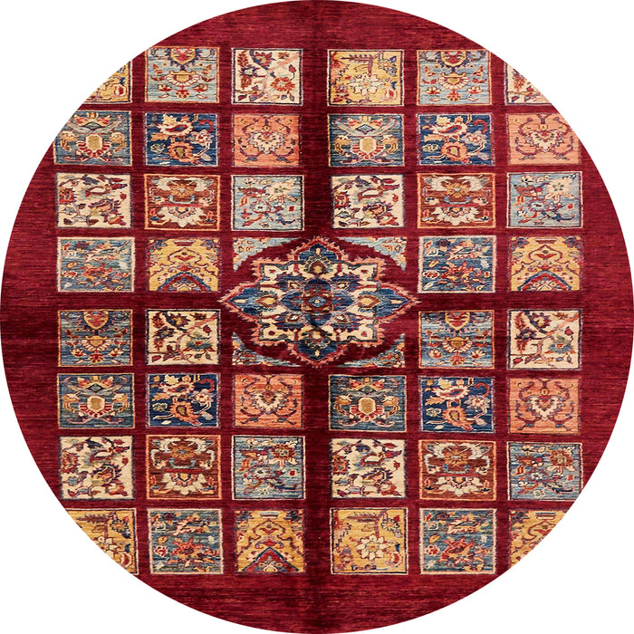 Round Machine Washable Abstract Red Rug, wshabs683