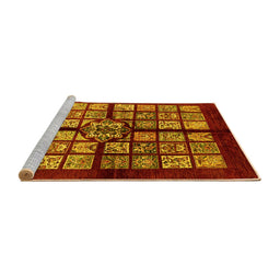 Sideview of Machine Washable Abstract Yellow Modern Rug, wshabs683yw