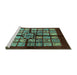 Sideview of Machine Washable Abstract Turquoise Modern Area Rugs, wshabs683turq