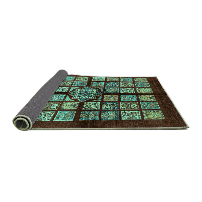 Sideview of Abstract Turquoise Modern Rug, abs683turq