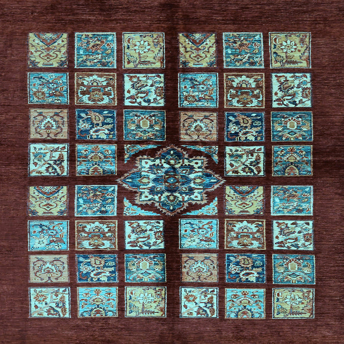 Square Abstract Light Blue Modern Rug, abs683lblu