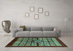 Machine Washable Abstract Turquoise Modern Area Rugs in a Living Room,, wshabs683turq