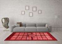 Machine Washable Abstract Red Modern Rug, wshabs683red