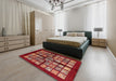 Abstract Red Modern Rug in a Bedroom, abs683