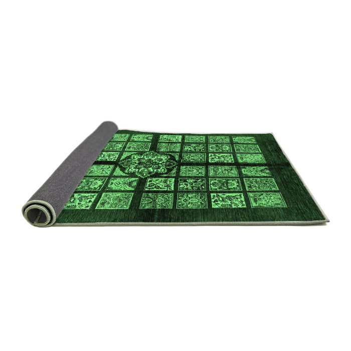 Sideview of Abstract Emerald Green Modern Rug, abs683emgrn