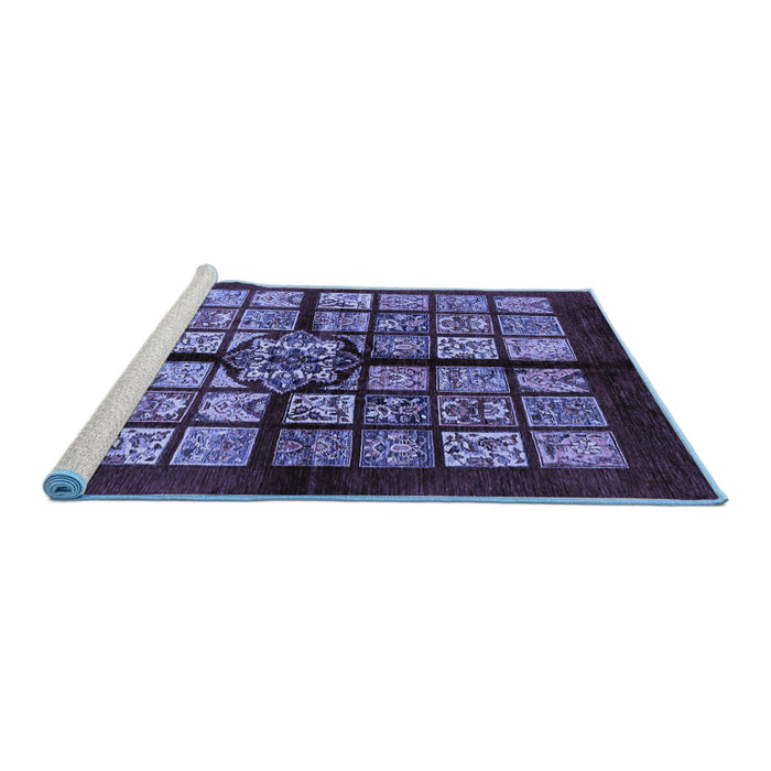 Sideview of Machine Washable Abstract Blue Modern Rug, wshabs683blu