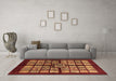 Machine Washable Abstract Brown Modern Rug in a Living Room,, wshabs683brn