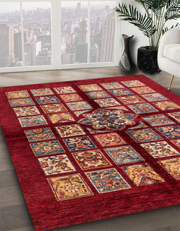 Machine Washable Abstract Red Rug in a Family Room, wshabs683
