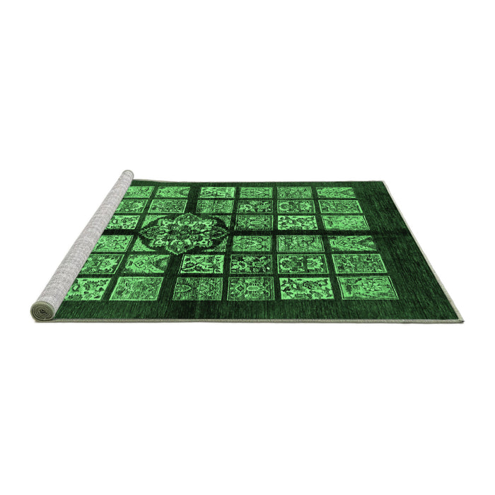 Sideview of Machine Washable Abstract Emerald Green Modern Area Rugs, wshabs683emgrn