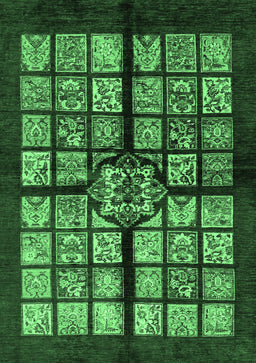 Abstract Emerald Green Modern Rug, abs683emgrn