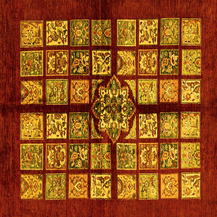 Square Abstract Yellow Modern Rug, abs683yw