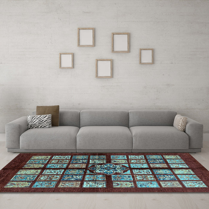 Machine Washable Abstract Light Blue Modern Rug in a Living Room, wshabs683lblu