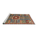 Sideview of Machine Washable Abstract Brown Red Rug, wshabs684