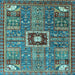 Square Abstract Light Blue Modern Rug, abs684lblu