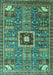 Machine Washable Abstract Turquoise Modern Area Rugs, wshabs684turq