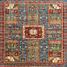 Square Machine Washable Abstract Brown Red Rug, wshabs684