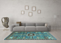 Machine Washable Abstract Light Blue Modern Rug, wshabs684lblu