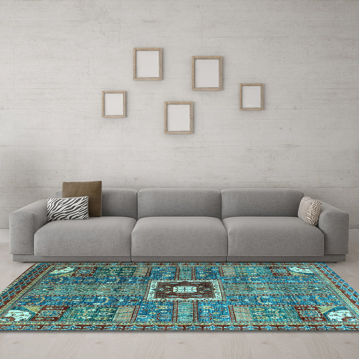 Machine Washable Abstract Light Blue Modern Rug in a Living Room, wshabs684lblu