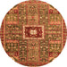 Round Abstract Orange Modern Rug, abs684org