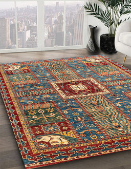Abstract Brown Red Modern Rug in Family Room, abs684