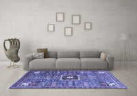 Machine Washable Abstract Blue Modern Rug, wshabs684blu