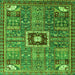 Square Machine Washable Abstract Green Modern Area Rugs, wshabs684grn