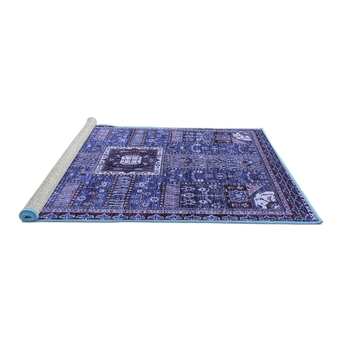 Sideview of Machine Washable Abstract Blue Modern Rug, wshabs684blu