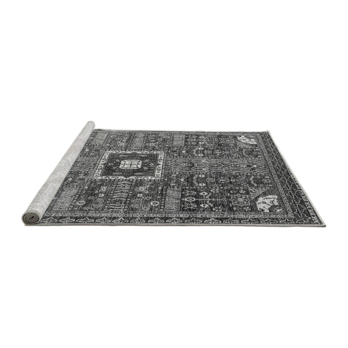 Sideview of Machine Washable Abstract Gray Modern Rug, wshabs684gry