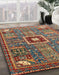 Abstract Brown Red Modern Rug in Family Room, abs684