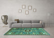 Machine Washable Abstract Turquoise Modern Area Rugs in a Living Room,, wshabs684turq