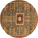 Round Machine Washable Abstract Brown Modern Rug, wshabs684brn