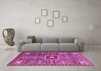 Machine Washable Abstract Pink Modern Rug, wshabs684pnk