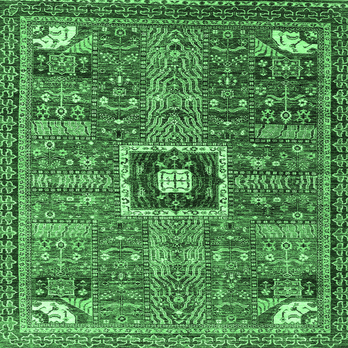 Square Machine Washable Abstract Emerald Green Modern Area Rugs, wshabs684emgrn