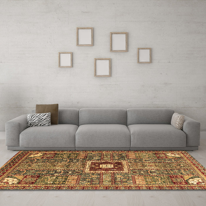 Machine Washable Abstract Brown Modern Rug in a Living Room,, wshabs684brn