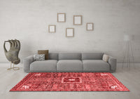 Machine Washable Abstract Red Modern Rug, wshabs684red